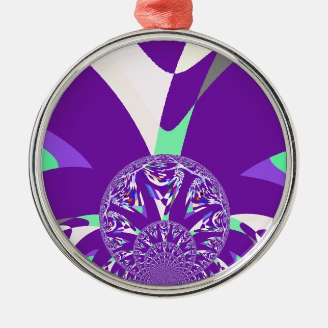 Retro Blue Cyan Kaleidoscope Art Print Metal Tree Decoration (Front)