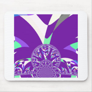 Retro Blue Cyan Kaleidoscope Art Print Mouse Mat