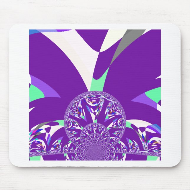 Retro Blue Cyan Kaleidoscope Art Print Mouse Mat (Front)