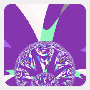 Retro Blue Cyan Kaleidoscope Art Print Square Sticker