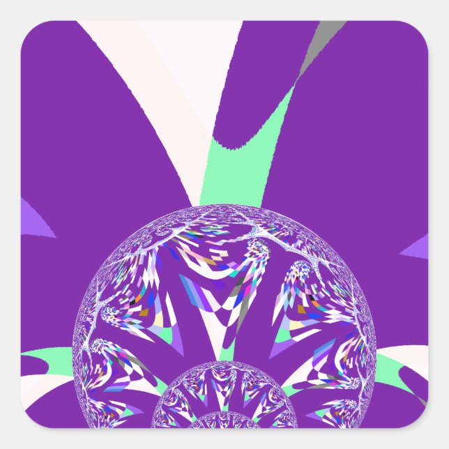 Retro Blue Cyan Kaleidoscope Art Print Square Sticker (Front)