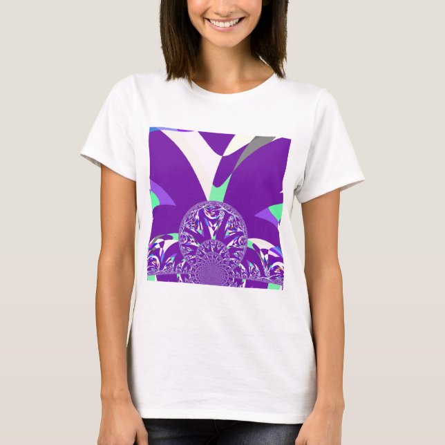 Retro Blue Cyan Kaleidoscope Art Print T-Shirt (Front)