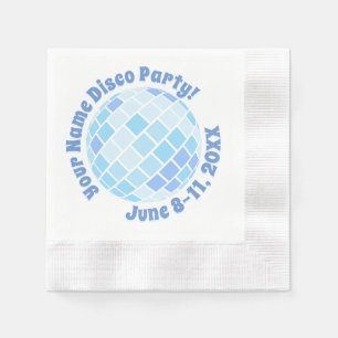 Retro Blue Disco Ball PERSONALIZED Napkin
