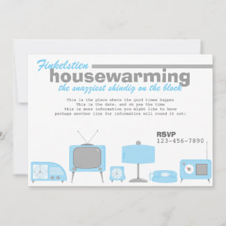 Retro Blue Electronics Invitation