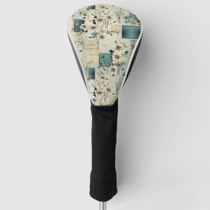 Retro Blue Film White Flower Ephemera Golf Head Cover