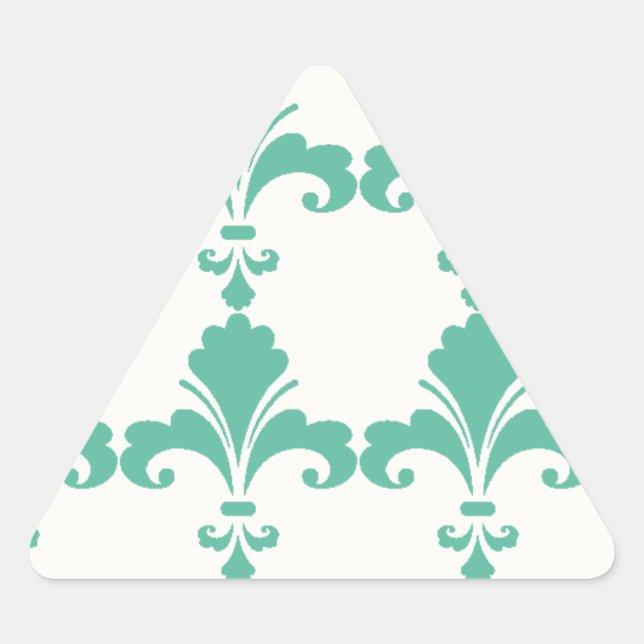Retro Blue Fleur-De-Lis Pattern Triangle Sticker (Front)