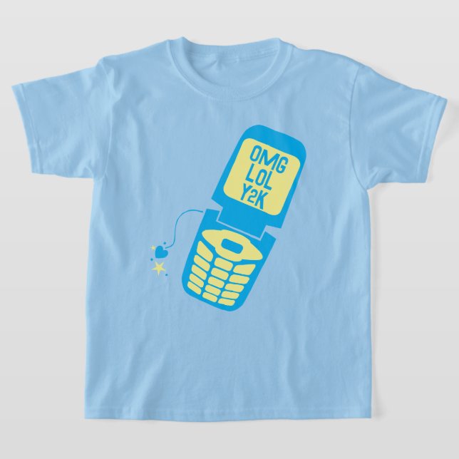 Retro Blue Flip Phone T-Shirt (Laydown)