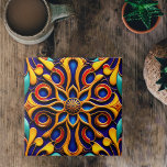 Retro Blue Floral Art Deco Illustration Tile<br><div class="desc">This beautiful and intricate design features a flower motif with vibrant colours and intricate details. While the flower itself is the centerpiece of the design, it is an art deco style featuring bold curved geometric shapes with vibrant colours and intricate details. The high level of detail and symmetry makes the...</div>
