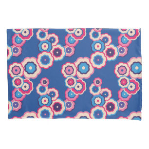 Retro Blue Floral Pillowcase