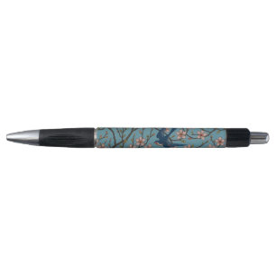 Retro Blue Floral Swallow Pattern by Walter Crane