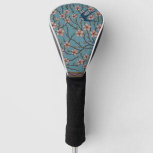 Retro Blue Floral Swallow Pattern by Walter Crane Golf Head Cover