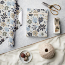 Retro Blue Flowers Pattern