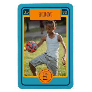 Retro Blue Football Card inspired Personalised Magnet