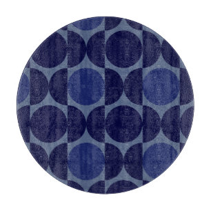 Retro Blue Geometric Cutting Board
