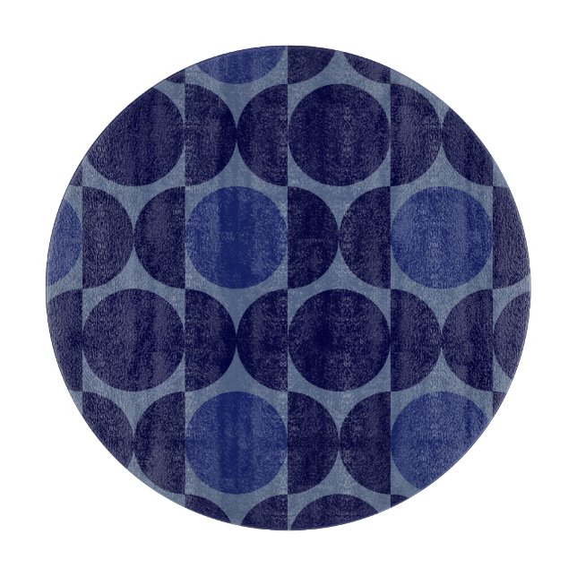 Retro Blue Geometric Cutting Board (Front)