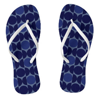 Retro Blue Geometric Flip Flops