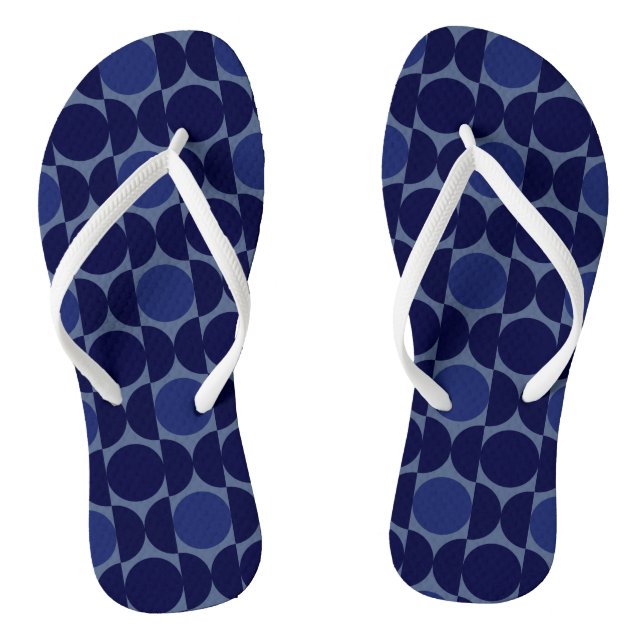 Retro Blue Geometric Flip Flops (Footbed)