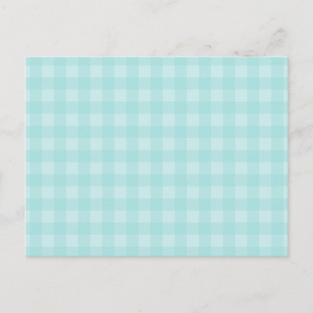 Retro Blue Gingham Chequered Pattern Background Postcard (Front)