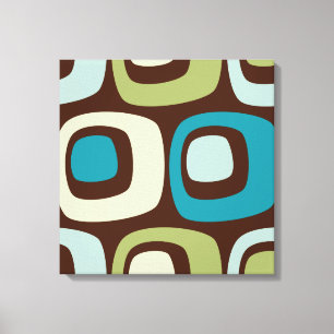 Retro Blue Green Circles Quad Panel Wall Decor