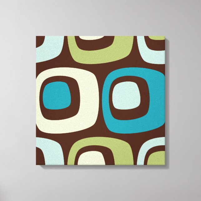 Retro Blue Green Circles Quad Panel Wall Decor (Front)
