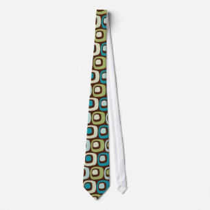 Retro Blue Green Circles style patterned necktie