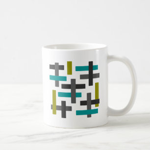 Retro Blue, Green, Grey Abstract Coffee Mug