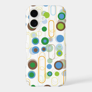 Retro Blue Green Pods Dots Groovy Mod Art Pattern