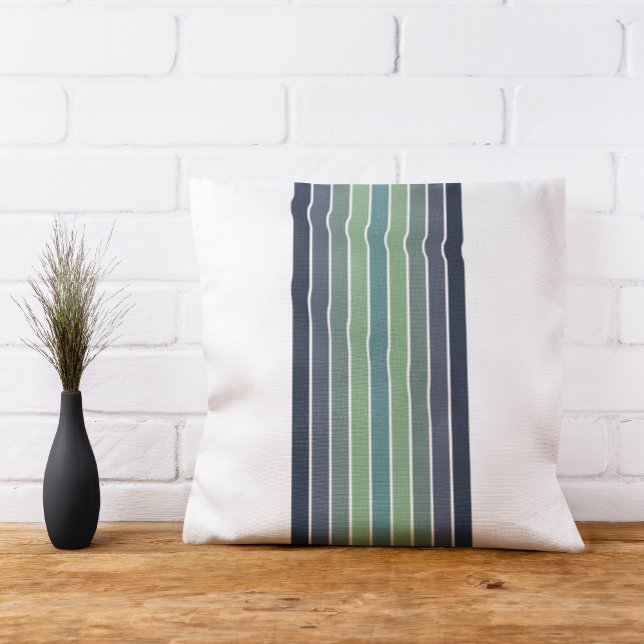 Retro Blue & Green Surfboard Striped  Cushion (Creator Uploaded)