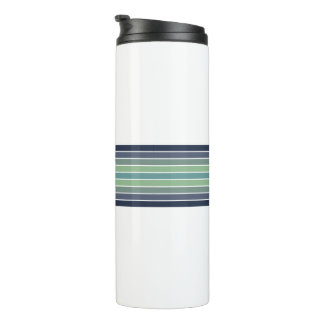 Retro Blue & Green Surfboard Striped Thermal Tumbler