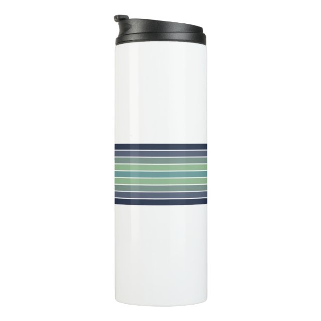 Retro Blue & Green Surfboard Striped  Thermal Tumbler (Rotated Right)