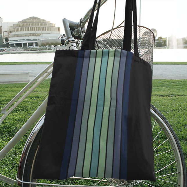 Retro Blue & Green Surfboard Striped  Tote Bag (Creator Uploaded)