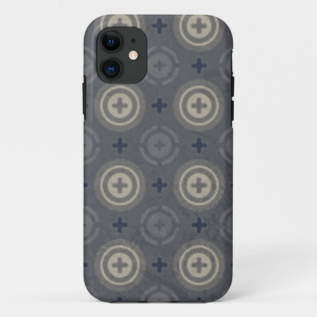Retro Blue Grunge Polka Dot Design Case-Mate iPhone Case (Back)