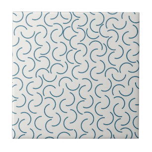 Retro Blue Half Circle Geometric Pattern Tile