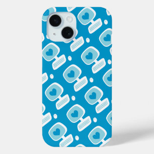 Retro Blue Heart Computer Geeky iPhone Case