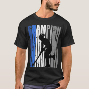 Retro Blue Hockey Champion Birthday Retro Cute Coo T-Shirt