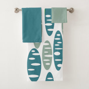 Retro Blue Holey Ovals  Bath Towel Set