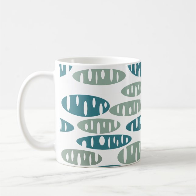 Retro Blue Holey Ovals  Coffee Mug (Left)