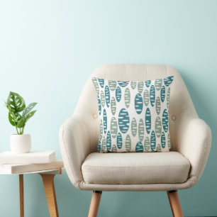 Retro Blue Holey Ovals Cushion