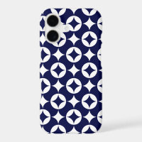 Retro Blue Interlocking Circles Geometric Pattern
