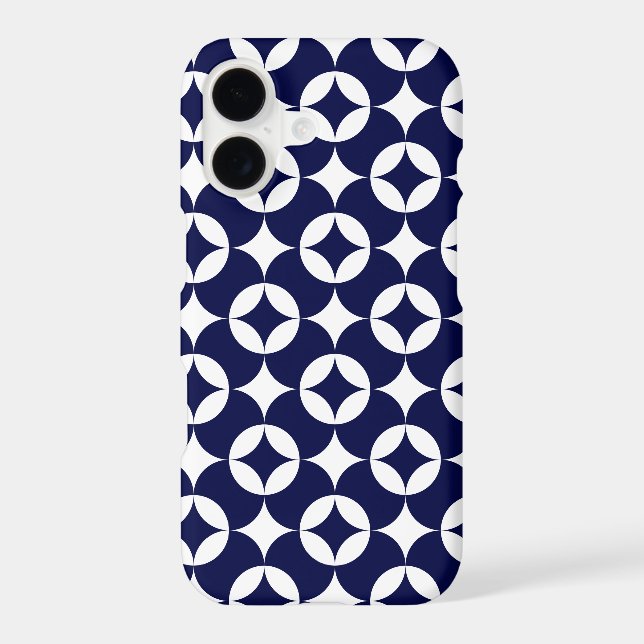 Retro Blue Interlocking Circles Geometric Pattern (Back)
