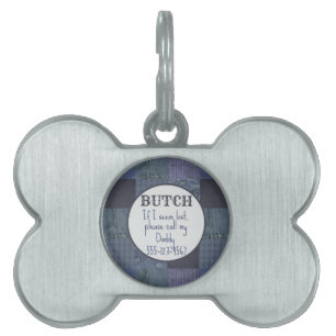 Retro Blue Jeans & Paisley Patchwork Quilt Pet ID Tag