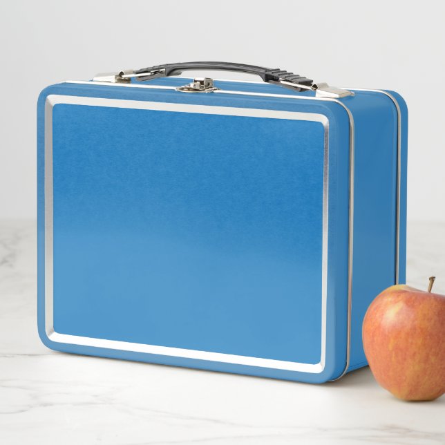 Retro Blue Metal Lunchbox Personalised Kids (In Situ)