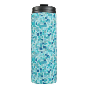 Retro Blue Mosaic Thermal Tumbler 