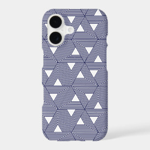 Retro Blue Navy Japan Triangle Geometric Pattern