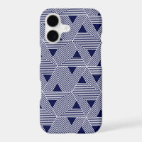 Retro Blue Navy Japan Triangle Geometric Pattern