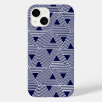 Retro Blue Navy Japan Triangle Geometric Pattern