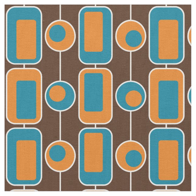 Retro Blue, Orange, and Brown Fabric (Close Up)