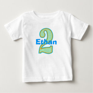 Retro Blue, Orange and Green Second Birthday Shirt