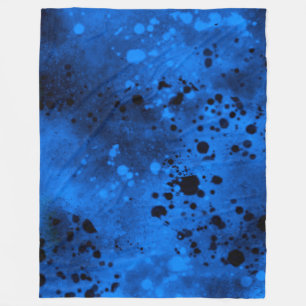 Retro Blue Paint Splatter Fleece Blanket