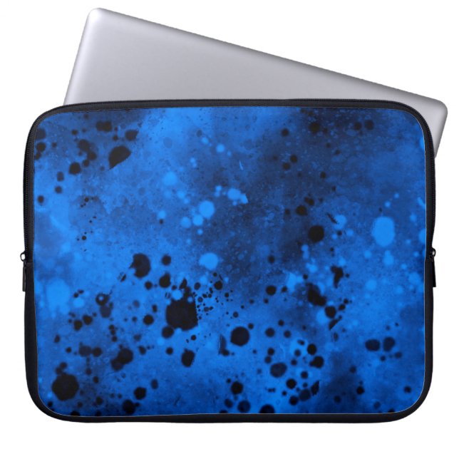 Retro Blue  Paint Splatter  Laptop Sleeve (Front)